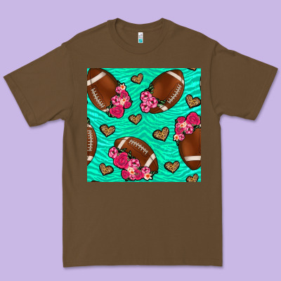 American Football Roses And Hearts Seamless Pattern Premium Tee Designed By Bundleandbundleshop