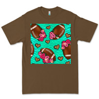 Cacao american football roses and hearts seamless pattern Premium Tee - BundleAndBundleShop