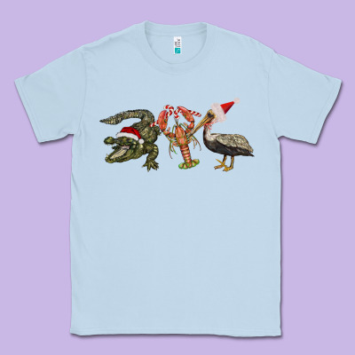 Christmas Alligator Pelican Crawfish Classic Tee Designed By Barkaloodesign