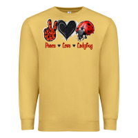 Antique Gold Peace Love Ladybug Premium Sweatshirt - Jasminsmagicworld