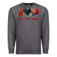 Charcoal Heather Peace Love Ladybug Premium Sweatshirt - Jasminsmagicworld