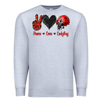 Heather Grey Peace Love Ladybug Premium Sweatshirt - Jasminsmagicworld