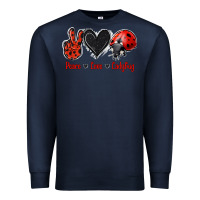 Navy Peace Love Ladybug Premium Sweatshirt - Jasminsmagicworld