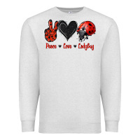 Oatmeal Heather Peace Love Ladybug Premium Sweatshirt - Jasminsmagicworld