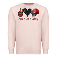 Pale Pink Peace Love Ladybug Premium Sweatshirt - Jasminsmagicworld