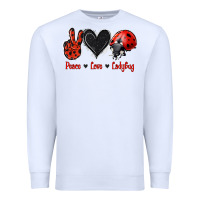 White Peace Love Ladybug Premium Sweatshirt - Jasminsmagicworld