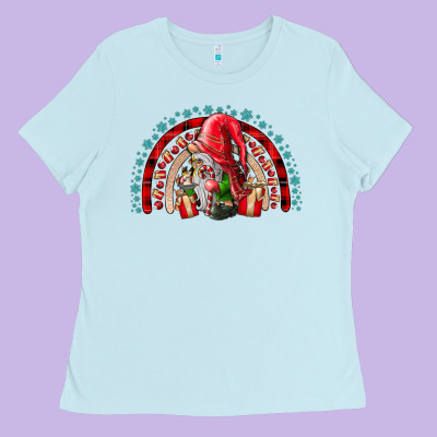 Christmas Gnome Ladies Tee Designed By Cowhidedigitalart