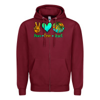 Burgundy peace love beach Zipper Hoodie - Jasminsmagicworld