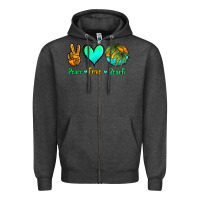 Charcoal Heather peace love beach Zipper Hoodie - Jasminsmagicworld