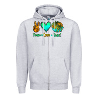 Heather Grey peace love beach Zipper Hoodie - Jasminsmagicworld