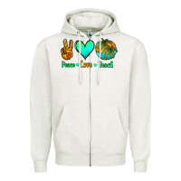 Oatmeal Heather peace love beach Zipper Hoodie - Jasminsmagicworld
