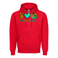 Red peace love beach Zipper Hoodie - Jasminsmagicworld