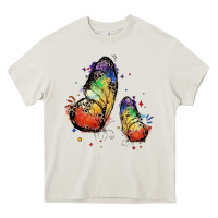 Cream rainbow butterfly pride Heavy Core Tee - FaDigitalArtStudio