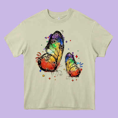 Rainbow Butterfly Pride Heavy Core Tee Designed By Fadigitalartstudio