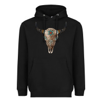 Black Leopard Bull Skull Heavyweight Hoodie - Jasminsmagicworld