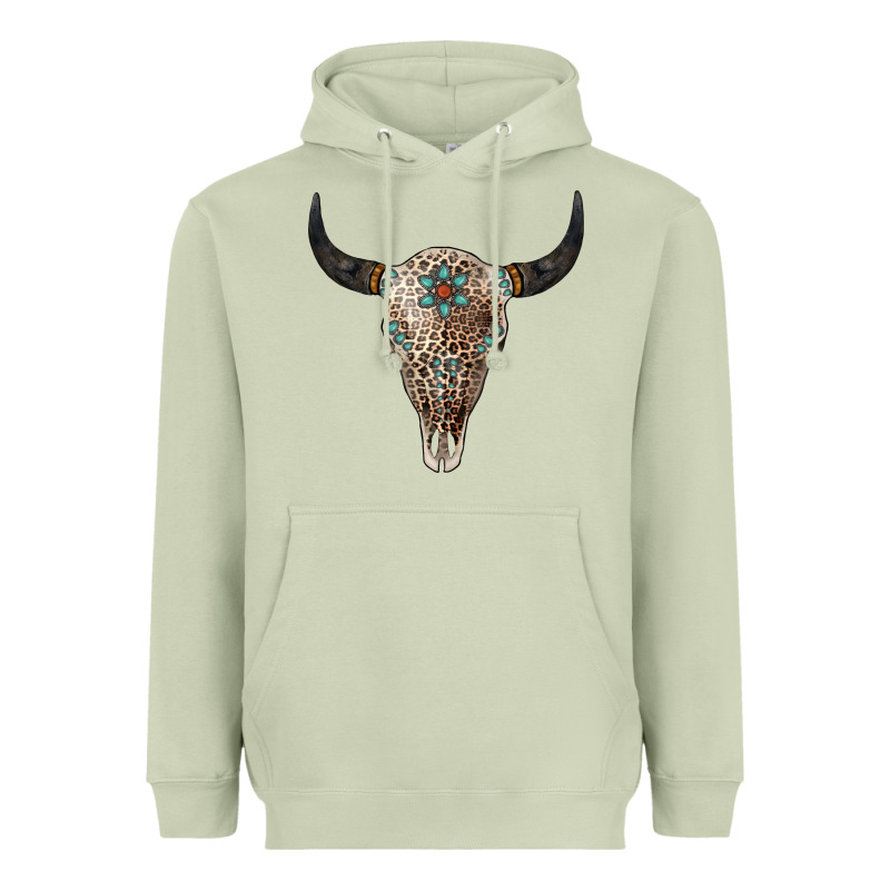 Leopard Bull Skull Heavyweight Hoodie by Jasminsmagicworld | Teevron