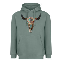 Sage Leopard Bull Skull Heavyweight Hoodie - Jasminsmagicworld