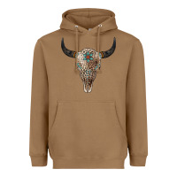 Toasted Coconut Leopard Bull Skull Heavyweight Hoodie - Jasminsmagicworld