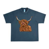 Midnight Navy highland cow Urban Heavy Tee - RanaPortraitStore