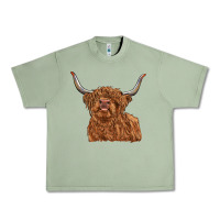 Oil Green highland cow Urban Heavy Tee - RanaPortraitStore