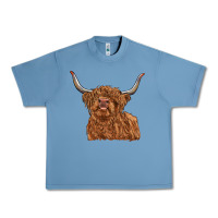 Pebble Blue highland cow Urban Heavy Tee - RanaPortraitStore