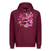 Burgundy breast cancer sunflower Premium Hoodie - BarkalooDesign