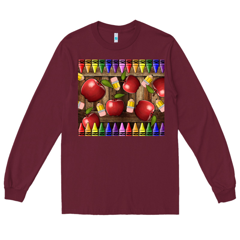 Crayons And Apples Long Sleeve Tee by LillyAllenDesigns | Teevron