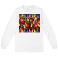 White Crayons And Apples Long Sleeve Tee - LillyAllenDesigns