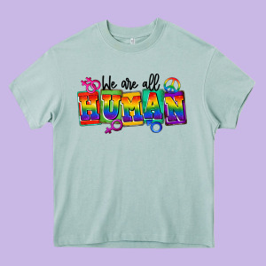 We Are All Human Heavy Core Tee Designed By Fadigitalartstudio