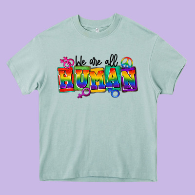 We Are All Human Heavy Core Tee Designed By Fadigitalartstudio
