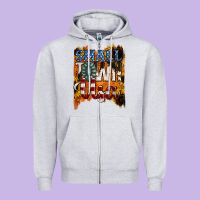 Small Town Usa Gemstone Zipper Hoodie Designed By Jasminsmagicworld