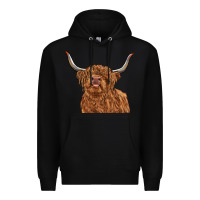 Black highland cow Premium Hoodie - RanaPortraitStore