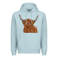Blue Mist highland cow Premium Hoodie - RanaPortraitStore