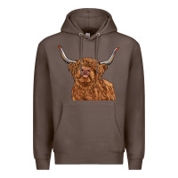 Coffee highland cow Premium Hoodie - RanaPortraitStore