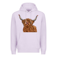 Lilac highland cow Premium Hoodie - RanaPortraitStore