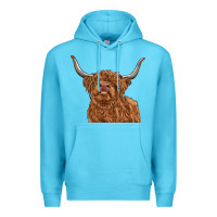 Ocean Blue highland cow Premium Hoodie - RanaPortraitStore