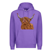Purple highland cow Premium Hoodie - RanaPortraitStore