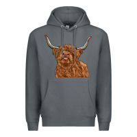 Rock highland cow Premium Hoodie - RanaPortraitStore
