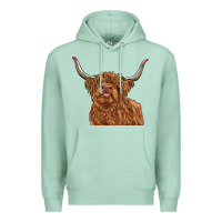 Seafoam highland cow Premium Hoodie - RanaPortraitStore