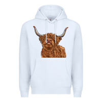 White highland cow Premium Hoodie - RanaPortraitStore