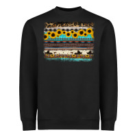 Black sunflower aztec serape cowhide background Heavyweight Sweatshirt - RanaPortraitStore