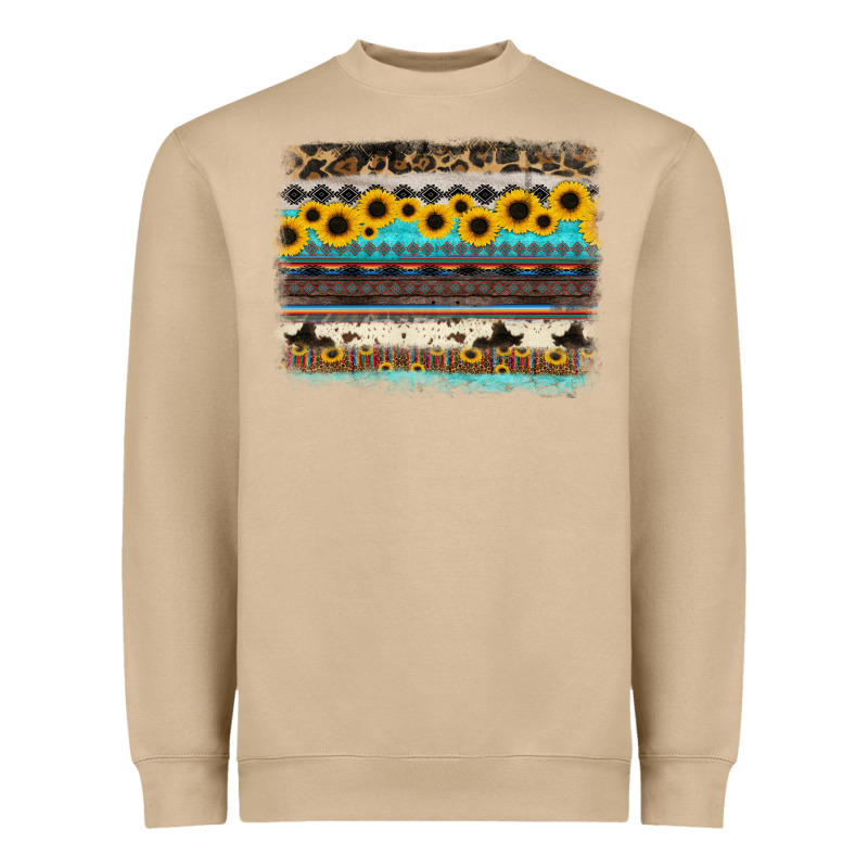 Sunflower Aztec Serape Cowhide Background Heavyweight Sweatshirt by RanaPortraitStore | Teevron