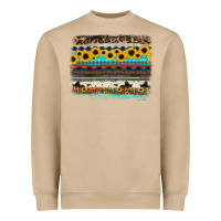 Mushroom sunflower aztec serape cowhide background Heavyweight Sweatshirt - RanaPortraitStore