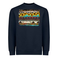 Navy sunflower aztec serape cowhide background Heavyweight Sweatshirt - RanaPortraitStore