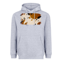 Heather Grey Cowhide Black and Light Brown Brushstroke Heavyweight Hoodie - Jasminsmagicworld