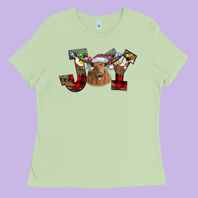 Joy Longhorn Ladies Tee Designed By Cowhidedigitalart