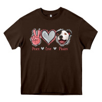 Chocolate Brown Peace Love Pitties Heavy Core Tee - Jasminsmagicworld