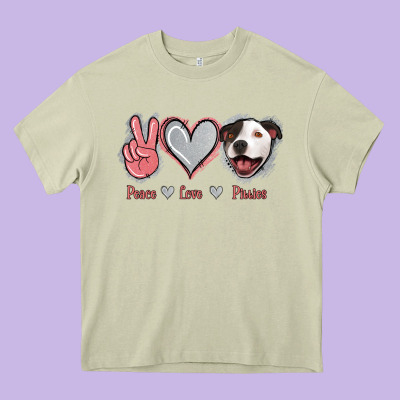 Peace Love Pitties Heavy Core Tee Designed By Jasminsmagicworld