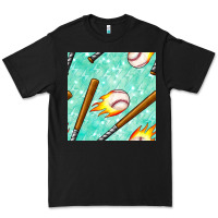 Black baseball bat with thunders seamless pattern Premium Tee - BundleAndBundleShop