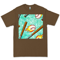 Cacao baseball bat with thunders seamless pattern Premium Tee - BundleAndBundleShop